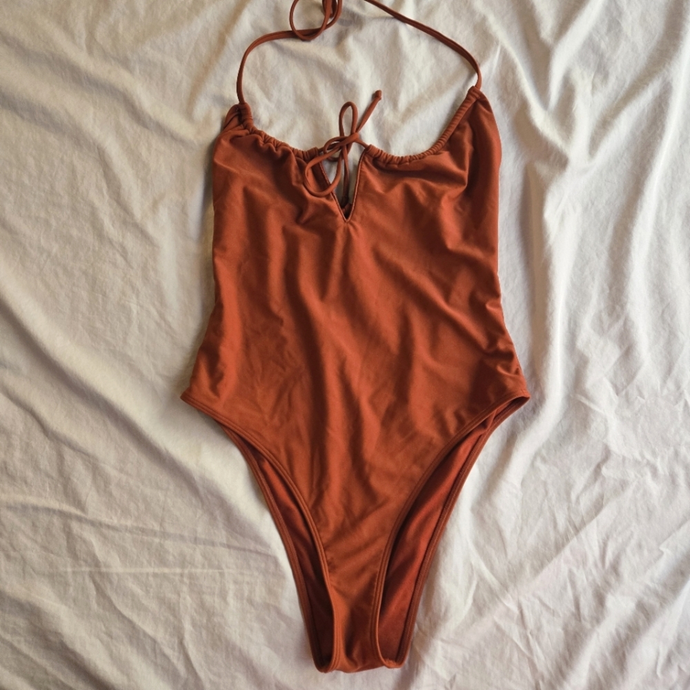 Abercrombie & Fitch 🩱 sz M terracotta warm brown one piece swimsuit